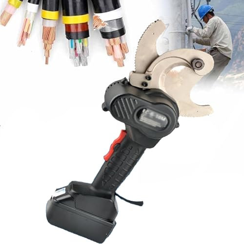 DPLXFPP Cordless Cable Cutter Hydraulic Cable Cutter, Electric Cable Cutter,Battery Powered Cable Cutting Tool for 50mm/65mm/75mm Al Copper Cable,4.0Ah Battery,EC-75
