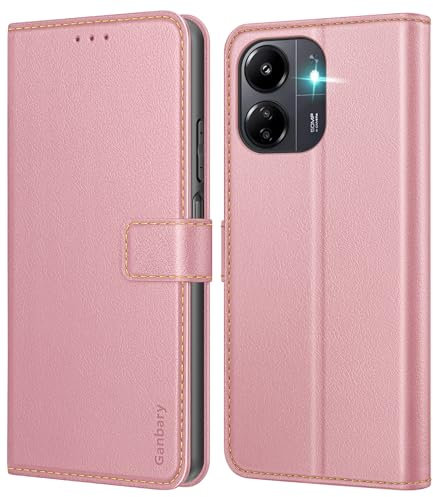 Ganbary Handyhülle für Xiaomi Redmi 13C / Poco C65 Hülle, Premium Leder Klapphülle [Kartenschlitzen] [Magnetverschluss] [Standfunktion] kompatibel mit Redmi 13C / Poco C65 Schutzhülle, Rosa