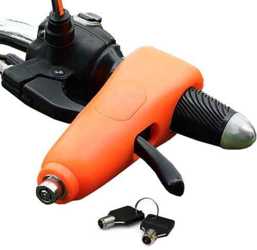 DXIA Candado Moto, Bloqueo Universal para Manillar de Motocicleta, Candado Moto con Alarma y Llaves, Accesorios para Motos, Cerradura para Manillar de Motocicleta, Naranja