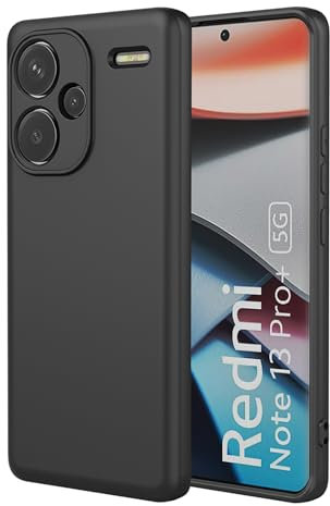 TEYYOS Cover per Xiaomi Redmi Note 13 PRO Plus/Note 13 PRO+, Morbida Silicone Liquido Morbido Case Caso, Tre Strati Antiurto Premium Proteggere Custodia, Nero