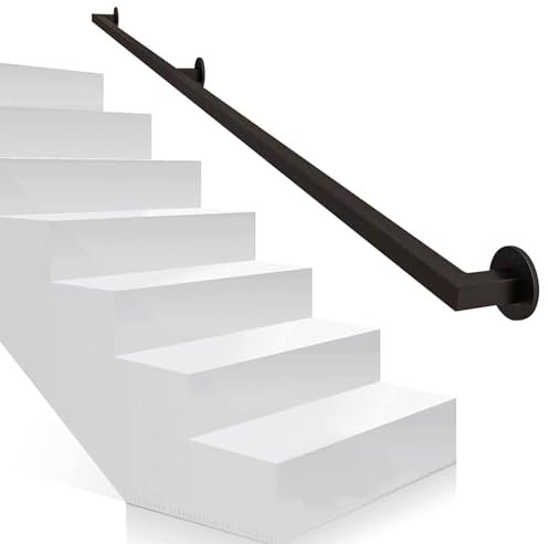 MarxaN Handlauf Treppe für Innen Außen, 1 2 3 4 5 6 Meter Wandmontage Handlauf mit Anti-Rutsch Industrie Schmiedeeisen Rohr, Treppen Geländer Geländer Handlauf Treppen(240cm)