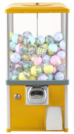 Gum Drops Mini Vending Machine, Candy Vending Machine Prize Machine Gumball Vending Device Big Capsule for 1.1-2.1 Gadgets (One Color Yellow)