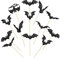Wjelet 12 Pcs Bat Cupcake Toppers - Black Glitter Bat Halloween Cupcake Picks for Theme Party, Baptism, Children's Birthday Cake Decoration Supplies
