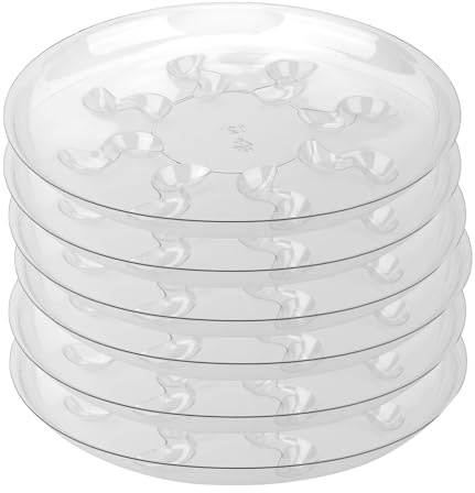 ZZPYXIA 6 Pack Clear PET Plant Drip Tray Plastic Heavy Duty Plant Saucer Drip Trays for pots,Plate Water Catcher, Plant Drainage Tray (14)