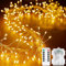 KINGCOO Firecracker Fairy String Lights with Remote, 39FT 400LED Silver Wire Cluster Lights Battery Operated with Timer for Outdoor Indoor Bedroom Wedding Christmas Party Decoration (Warm White)