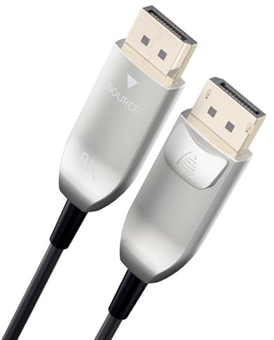 LAN-SAINTKAY 4K 8K 20ft /6m Fiber Opitcal Displayport 2.1 Cable 54Gbps, 16K@30Hz 10K@30Hz 8K@60Hz 4K@240Hz High Resolution High Refresh Rate Long Active Optic DP Cord for PC/Laptop/TV