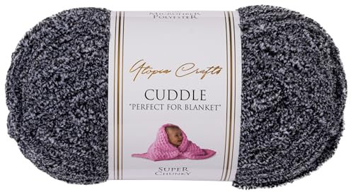 Utopia Crafts Cuddle Super Chunky Chenille Yarn Stormy Charcoal 100g 60m Ball, Fluffy Soft & Easy to Use, Ideal Chunky Yarn for Crochet & Knitting, Machine Washable Beginner-Friendly Wool Alternative
