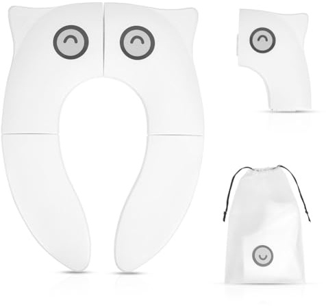 HOTUT Bébé Réducteur de Toilette, Antidérapant Siège Pliable de Toilette, Siège de Toilette de Voyage pour Enfants, Apprendre à Faire sur Le Pot, Livré avec Sac de Rangement-Blanc