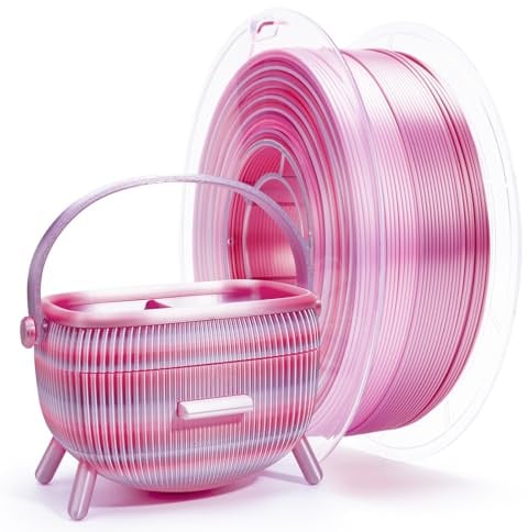 ZIRO Seide Multicolor 3D Drucker Filament, Regenbogen PLA Filament 1.75mm | 1KG Schnelle Farbveränderung Silk PLA, Passend für Die Meisten 3D Drucker, Maßgenauigkeit +/-0.03mm, Pfirsich Erröten