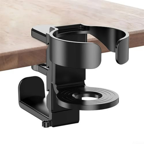 2 in 1 Desk Cup Holder with Headphone Hanger Hook, Water Bottles Headphone Hanger Adjustable Under Desk Clamp for Water Cups, Headphone(Black)
