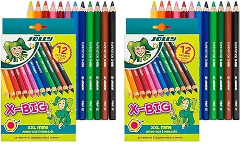 JOLLY Buntstift X-BIG sort., 12er-Kartonetui (Packung mit 2)