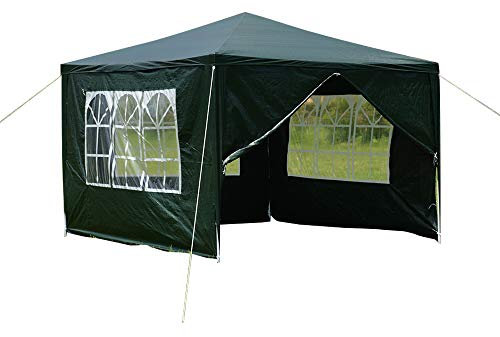 Panana 10''x10'' Gazebo with 4 Side Panels Waterproof PE Garden Marquee Canopy Party Wedding Tent Marquee 3X3m (Green)