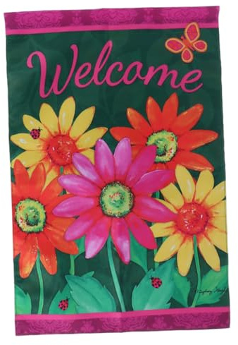 JOINPAYA Frühling Blüten Gartenflagge Dekorative Wandhängende Fahne mit Blumenmuster für Garten Terrasse für Festliche Anlässe Langlebig