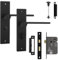 Decoranddecor Spectra Matt Black Lever Door Handles with Backplate Featuring Bathroom Thumb-Turn Lock for Commercial & Domestic Installation vs Keyhole Backplate Door Handles