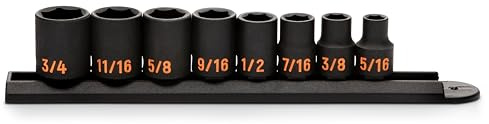 GEARWRENCH 8 Piece 3/8 Drive 6 Point SAE Hi-Viz Impact Socket Set | 84910H