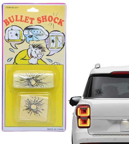 Iouyjiu Glass Bullet Hole Decals, 3D Fake Bullet Stickers for Car, Laptop, Window, Self-Adhesive Prank Shot Sticker, Broken Glass Look, Scratch Cover for Truck, Auto, Screen, 1 Piece