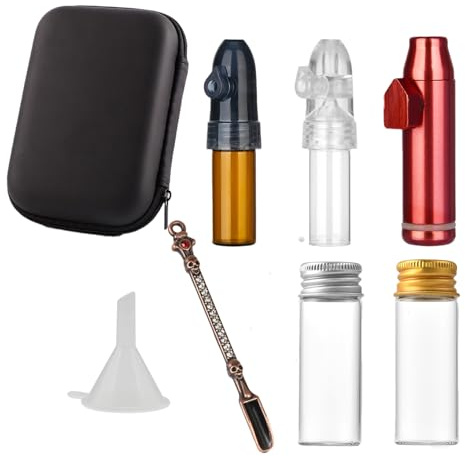 Evadollina Spice Jars, 5 Portable Spice Storage for Travel, Small Funnel, Black Storage Box, Spice Shaker, Round Spice Jars, Camping Spice Set