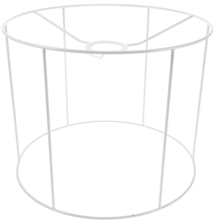 Runder Eiserner Lampenschirmkäfig Weiß 28x28x21,8cm E27 | Lampenschirm für Tischlampe, Lampenschirmhalterungen, Gestell für Lampenschirm