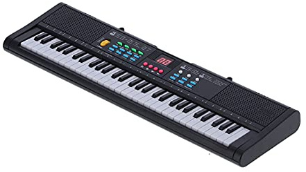 Fdit Portable Multifunctional Keyboard Piano with 61 Keys - Instrument for Music Enthusiasts of All Ages - Includes Microphone and USB Cable (Black)