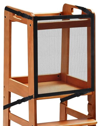 AIHSUMC Kleinkinderturm Sicherheitsnetz, 70x50cm Doppelschicht Sicherheitsnetz für Lernturm &Kiichenhelfer Tritthocker, Dichtes Netz 4-Seitiger Schutz für Turm, Küche Tritthocker, Geländerschutz