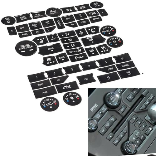 Button Repair Decal Set Climate Control Radio Stereo Sticker Kit for SAAB 3rd Generation 9-5NG 9-4X Models