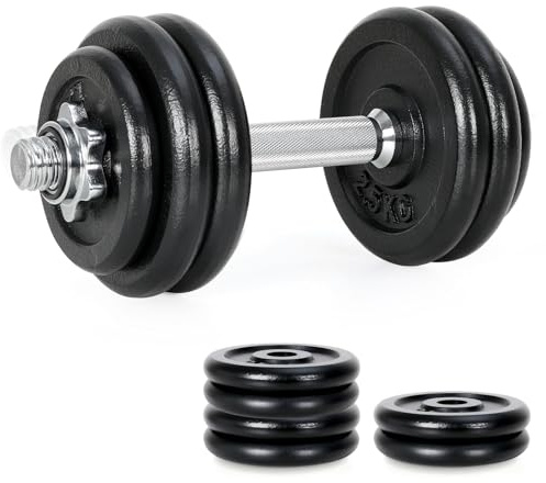 Novonova Hantelset 10 kg | 15kg | 30kg Einzelhantel - Hanteln Set - Stange 30 mm - Kurzhanteln Frauen und Männer - Hantel Set - Gusseisen Kurzhantelset - Kurzhantel