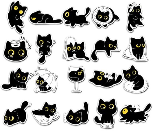 20 Pcs Cute Black Cat Fridge Magnets, Cartoon Funny Animal Fridge Magnet for Refrigerator Locker Whiteboard Kitchen Office Classroom School Home Decoration, Novelty Gift for Girls Women