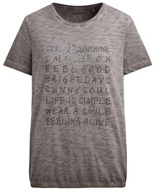 SOCCX Damen T-Shirt mit Wording Print und Elastiksaum
