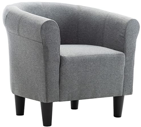 HFXHIJXQ Sillón Chesterfield gris claro, elegante sillón tapizado de tela, compacto para salón, oficina y recepción, diseño moderno, 70 x 56 x 66 cm
