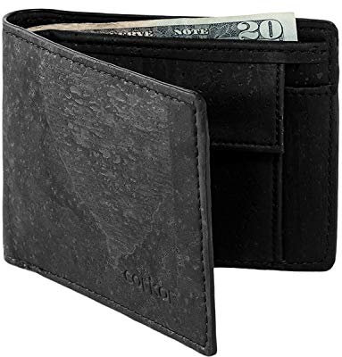Corkor Kork Geldbörse Herren Geldbeutel Vegan Portemonnaie RFID Brieftasche Schwarz
