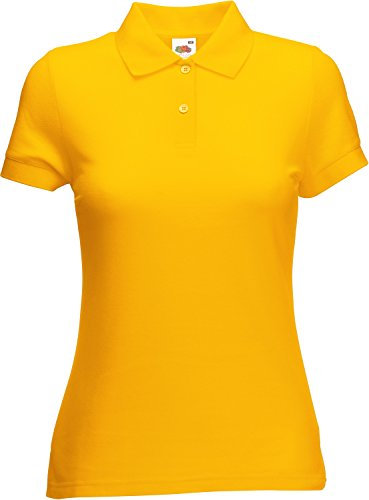 Fruit of the loom Damen 65/35 Polo Lady-Fit Poloshirt, Gelb (Sunflower 601), X-Small