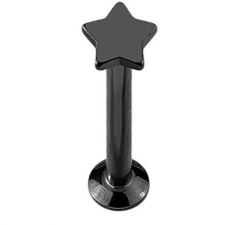 Piercingfaktor Piercing Tragus Helix Ohr Cartilage Stab Labret Stecker Madonna Monroe Lippenpiercing Lippe Knorpel Stern Star 8mm Schwarz