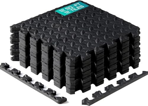 Yes4All KAL0 Tappeto ad incastro 12SQFT, 1,1 m² (12 piastrelle), nero