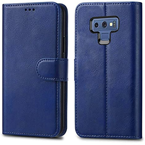Samsung Galaxy Note 9 Cases - Premium Wallet Leather Flip Case Cover For Samsung Galaxy Note 9 [Card Holder] [Magnetic Closure] (Blue)