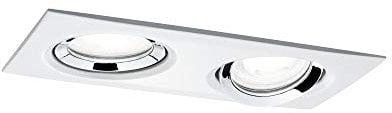 Paulmann 936.76 Einbauleuchte LED Nova Plus eckig 1x 2x6W GU10 Weiß matt, Chrom schwenkbar dimmbar IP44 spritzwassergeschützt