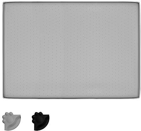 MOACC Tapis Gamelle Chien, Tapis d’Alimentation pour Chat en Silicone aux Normes FDA, Imperméable et Antidérapant, Gris Dot Pattern, 47 X 30 cm