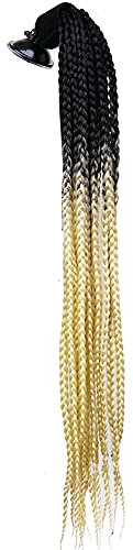 3T-SISTER Helm Zöpfe Gradient Rampe Helm Pferdeschwanz Helm Haar mit Saugnapf Haarschmuck für Motorrad Fahrrad 1 STÜCKE 24 Zoll (Ombre Black Blonde)