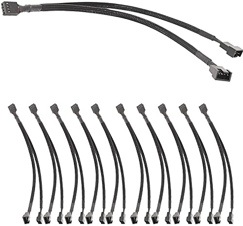 VISSQH 10 Stücke Computer Lüfterkabel,CPU fan splitter, PWM Fan Splitter Kabel Fan Läuft Drähte Computer PC Power Kabel Fan Verlängerungskabel 4Pin Schwarz