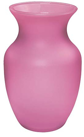 Floral Supply Online - 8 Rose Vase and Flower Guide Booklet - Decorative Glass Flower Vase for Floral Arrangements, Weddings, Home Decor or Office. (Pink)