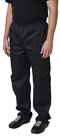 Whites Vegas Unisex Chef Trousers with Elasticated Waistband, Size: 3XL / 50-52 inch, Black, Polycotton, Professional Appearance, Suitable for Commercial Laundering, A582-3XL