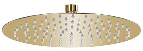 Tidyard Regenbrause Anti-Kalk-Düsen Brausekopf Duschkopf Kopfbrause Regendusche Duschbrause Edelstahl 25 cm Rund Golden