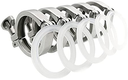 Beduan 1.5 Sanitary Tri Clamp 304 Stainless Steel Single Pin Heavy Duty Tri Clamp Clover with Wing Nut for Ferrule TC 1.5 (5 Pack, 1.5 Inch)