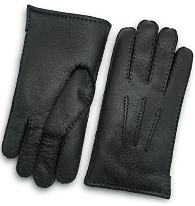 YISEVEN Herren Klassische Lammfell Lederhandschuhe Shearling Dicke Fell Winterhandschuhe Herrenhandschuhe Handschuhe Gefüttert Fellhandschuhe Auto Fingerhandschuhe Geschenke, Schwarz S