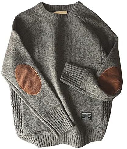 BAIXIAOCHI Winter Thick Men'S Sweater Patch All-Match Knitted Bottoming Shirt Men'S Sweater Gray, 4XL