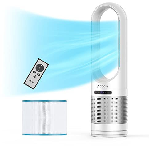 Ventilatore a colonna con ventola a torre senza pale con purificazione dell'aria, telecomando, 8 velocità, 8 ore, 8 ore, oscillazione a 80°, filtro HEPA, schermo a LED, ventola silenziosa per casa