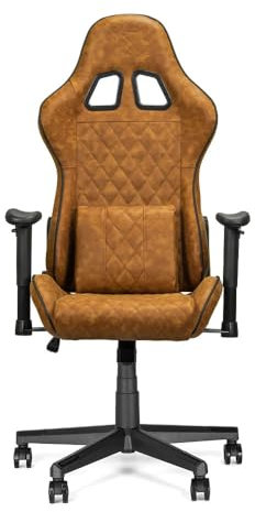 Ranqer Felix Office Chaise Gaming - Chaise de Bureau Ergonomique avec accoudoirs, Dossier et Coussins réglables, Support métallique et Base en Nylon Stable, Set-up Gaming et productivité - Brun