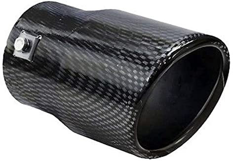 pclele Auspuffrohr 90mm Carbon Auspuff Endrohr Stück Edelstahl Runde Universal Auspuff Schalldämpfer Verkleidung Auspuffblenden