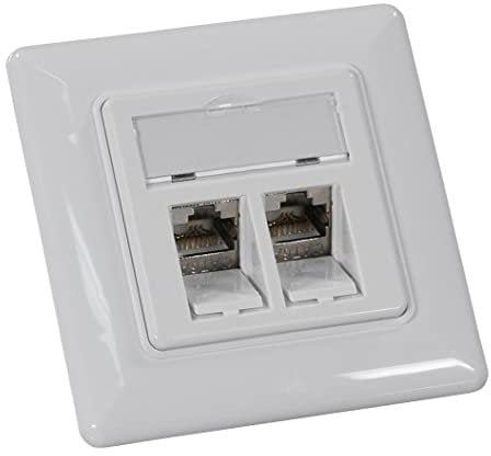 Sat-Fox e. K. 1x Keystone Dose Netzwerkdose Datendose Unterputz + 2X CAT 6a Keystone Jack Modul RJ45 Buchse - CAT Netzwerk für Verlegekabel vollgeschirmt Weiss