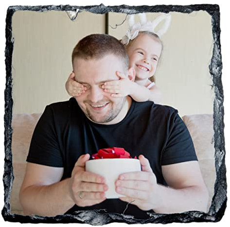 Dessous-de-verre en ardoise avec photo personnalisée 9 x 9 cm