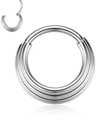 YEBOCIYO Septum Piercing 10mm Piercing Ring Dreifach Gestapelt Tragus Piercing Nippelpiercing Conch Rook Piercing Daith Helix Knorpel Piercing Schmuck 16G Silber